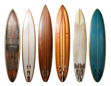 Retro Surfboards transparent background isolated