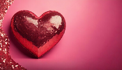 Fototapeta premium happy valentines day, sequins, disco, valentine, symbol, heart, love, romance, valentines, wedding, romantic, decoration, pink, card, gift, celebration, red, holiday, passion, hearts, sweet, heart