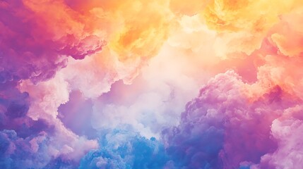 Vibrant Digital Painting of Dreamlike Pastel Cloudscapes. AI Generated