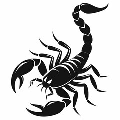 Vector Scorpion stinging silhouette black side view on white background