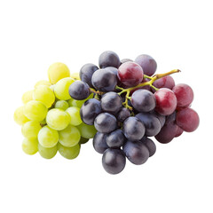 Fototapeta premium Vibrant Clusters of Assorted Grapes Isolated on White Background on Transparent Background