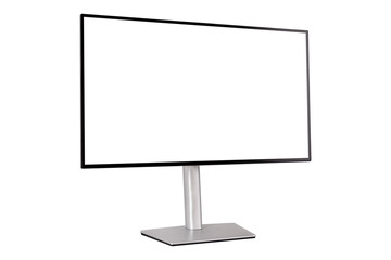 Smart monitor with blank screen isolated on white background.