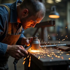 welder working in workshop