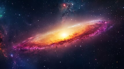 Cosmic Spiral Galaxy: A Vibrant Digital Painting of Celestial Wonders. AI Generated
