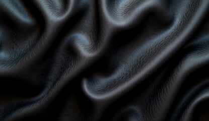 Fototapeta premium A small dark black pattern on silk fabric creating a textured background with a unique combination of lines colors and shadows perfect for a copy space image