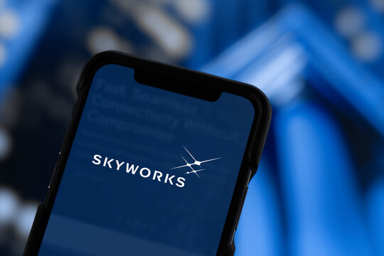 Guilherand-Granges, France - December 18, 2024. Skyworks Solutions designs and manufactures semiconductors for wireless connectivity, powering communication and IoT applications globally.