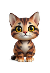 Obraz premium 3D Chibi Egyptian Mau Cat Flashcards Clipart. Suitable for animal flashcard, alphabet flashcards, Montessori Flashcards. Isolated on white background