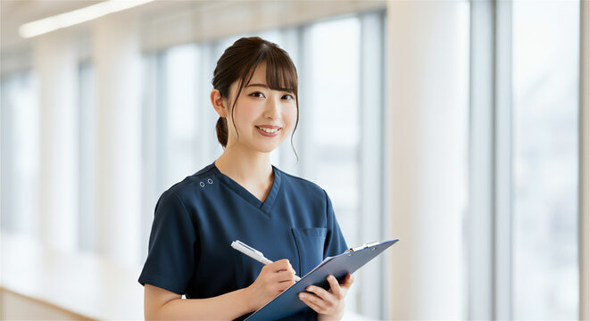 バインダーをもつ女医