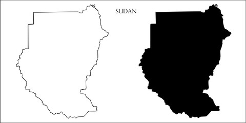 Sudan Blank Map, Sudan Map Outline Vector Images