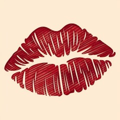 Red Lips Imprint Artistic Design Graphic Illustration