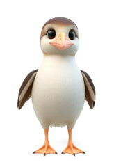 Fototapeta premium 3D Chibi Gannet Flashcards Clipart. Suitable for animal flashcard, alphabet flashcards, Montessori Flashcards. Isolated on white background