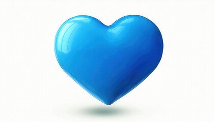 Fototapeta premium Shiny Blue Heart Icon. 3D Glossy Heart Symbol for Love, Affection, Loyalty, Social Media Emojis, Branding, Mobile App Icons, Digital Design, Valentine’s Day Graphics, and Creative Art Projects