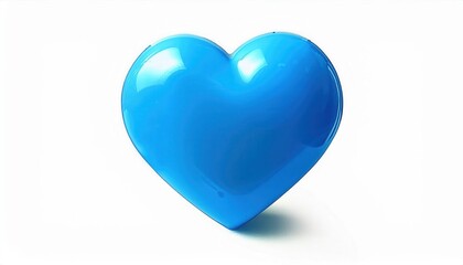 Fototapeta premium Shiny Blue Heart Icon. 3D Glossy Heart Symbol for Love, Affection, Loyalty, Social Media Emojis, Branding, Mobile App Icons, Digital Design, Valentine’s Day Graphics, and Creative Art Projects