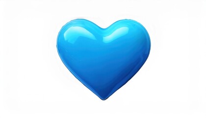 Obraz premium Shiny Blue Heart Icon. 3D Glossy Heart Symbol for Love, Affection, Loyalty, Social Media Emojis, Branding, Mobile App Icons, Digital Design, Valentine’s Day Graphics, and Creative Art Projects