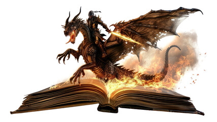 PNG Warrior riding dragon fantasy book imaginative. © Rawpixel.com