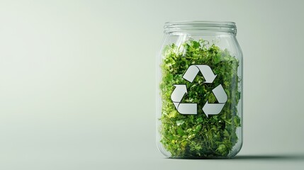 Fresh Green Recycling Can with Eco-Friendly Elements