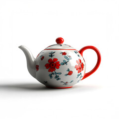 Traditional chinese 3d teapot asset beautiful floral design studio showcase minimalist environment...