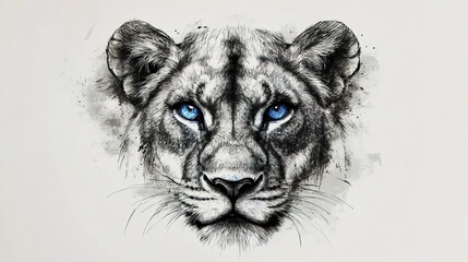 Majestic lioness with striking blue eyes, showcasing wild beauty and strength