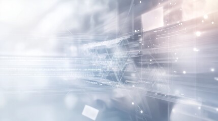 abstract background transparent data streams and geometric shapes
