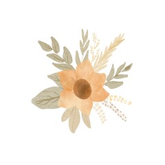 watercolour flower with circle o frame for printing, texture, fabric, invatation, wedding, coverlatter, cover wadding, wedding invitation