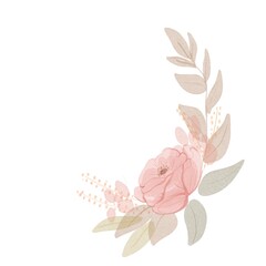 watercolour flower with circle o frame for printing, texture, fabric, invatation, wedding, coverlatter, cover wadding, wedding invitation