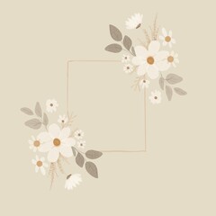 watercolour flower with circle o frame for printing, texture, fabric, invatation, wedding, coverlatter, cover wadding, wedding invitation,background