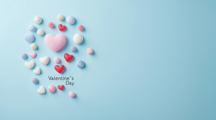 "Valentine Day" written in candy-like font on a pastel background