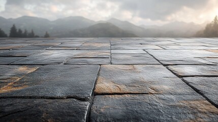 grey tile floor isolated on transparent background cutout 