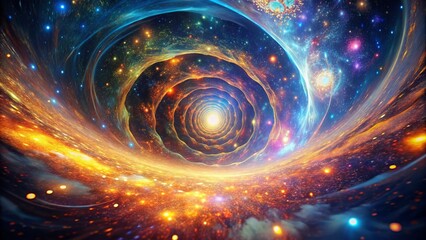 Abstract Swirling Light Tunnel Bird's Eye View - Cosmic Vortex, Nebula, Energy, Spiral Galaxy