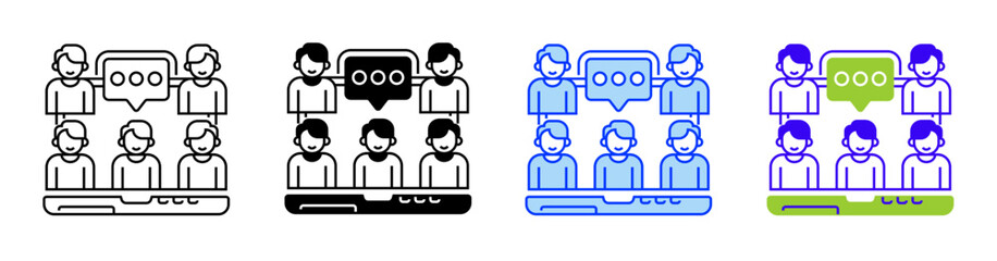 Group Meeting Line Icon. linear style sign for mobile concept and web design. Outline vector icon.