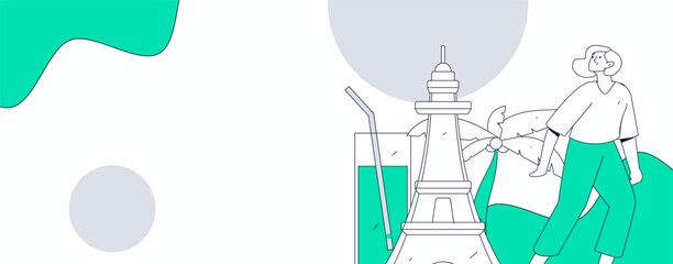 Holiday travel travel characters internet background vector hand drawn illustration
