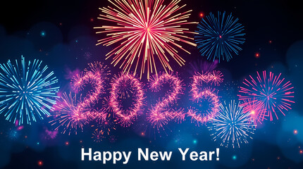 Happy New Year 2025 fireworks background