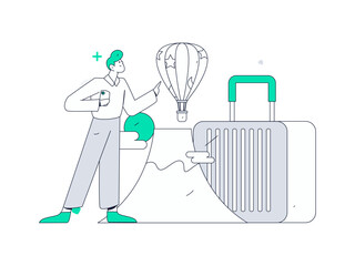 Holiday travel travel characters internet background vector hand drawn illustration
