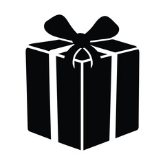 Gift box with a bow on top vector silhouette illustration isolated on a transparent background