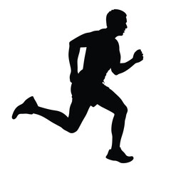 Man running vector silhouette illustration isolated on a white background