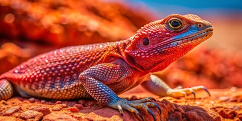 Fototapeta premium Arizona Red Lizard Camouflage Aerial View - Desert Reptile High-Angle Photography