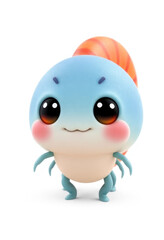 3D Chibi Krill Flashcards Clipart. Suitable for animal flashcard, alphabet flashcards, Montessori Flashcards. Isolated on white background