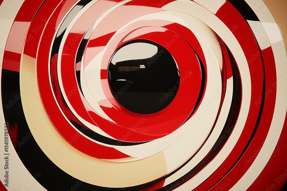 Poster A series of concentric circles fading from deep red to pale yellow