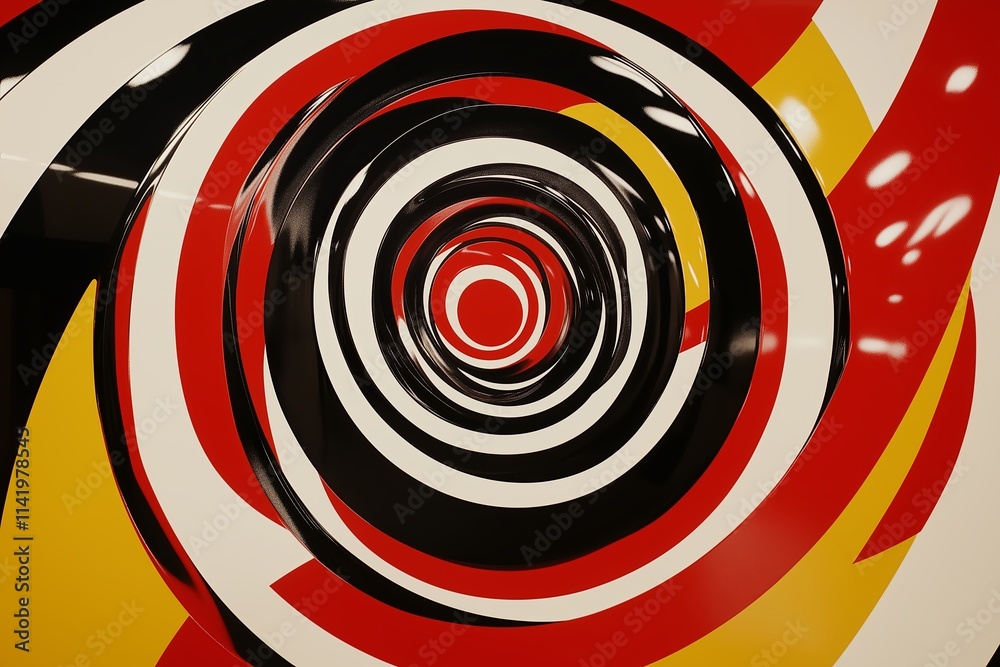 Poster a series of concentric circles fading from deep red to pale yellow
