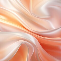 Fototapeta premium Soft flowing satin fabric in shades of peach and white with a subtle shimmer. Abstract texture for textile design and luxury decor.
