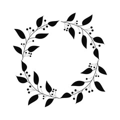 Minimalist Black Botanical Wreath – Timeless Botanical Line Drawing