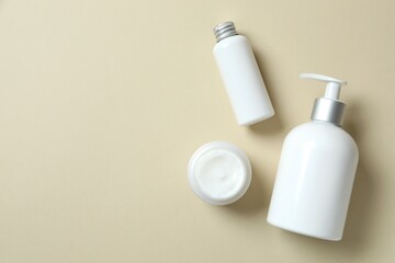 Natural biocosmetics from herbs and plants for the skin on a color background