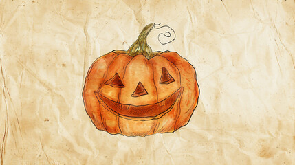 Discover a charming smiling pumpkin sketch on a white background, perfect for Halloween decor, fall-inspired art, and seasonal illustrations to bring warmth to autumn festivities.