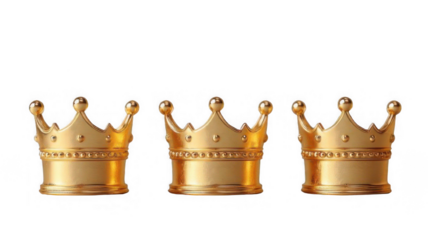 las coronas de los tres reyes magos de oriente con fondo transparente 