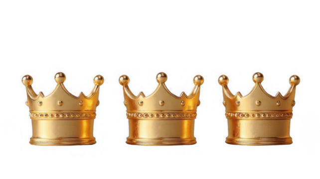 las coronas de los tres reyes magos de oriente con fondo transparente 