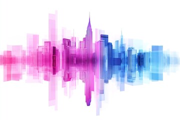 Obraz premium A modern illustration of a city skyline in abstract pastel hues.