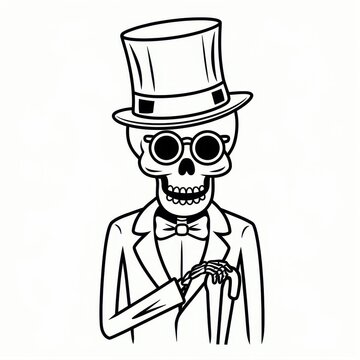 recommend clip art: Dapper Skeleton Gentleman in Top Hat and Glasses