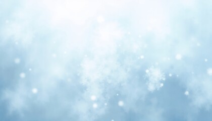 Soft blue winter background with gently falling snowflakes and bokeh effect for decoration
