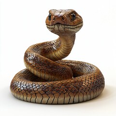 Fototapeta premium Coiled Snake Reptile Scales Wildlife Isolated 3D Render