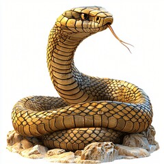 Fototapeta premium Golden Cobra Snake Reptile Scales Wildlife Desert Rocks